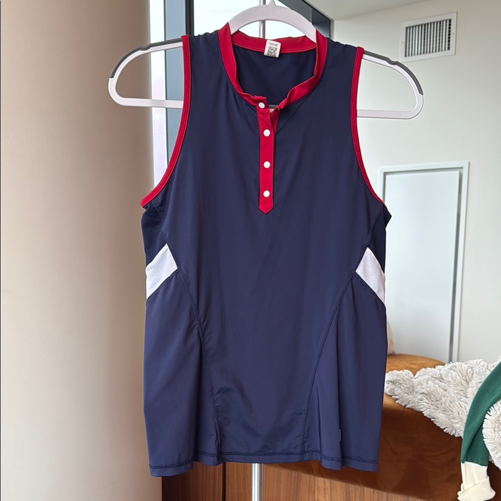 FILA Navy Sleeveless Top with Red Trim